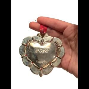 🔮🌲Waterford 2013 Our First Christmas Together Silver Tone Heart Ornament